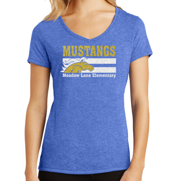 Mustangs GLITTER - Women's Perfect Tri ® V Neck Tee Thumbnail